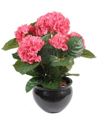 Plante artificielle Hortensia 5 têtes - plante fleurie en piquet - H.50cm rose