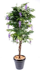 Arbre artificiel fleuri Glycine multi tree - plante d'intérieur - H.110cm parme