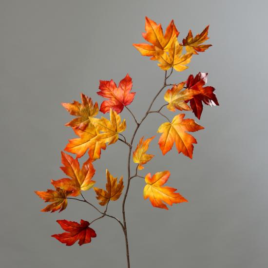 Feuillage artificiel Branche d'Erable - couleur automne - H.110cm orange