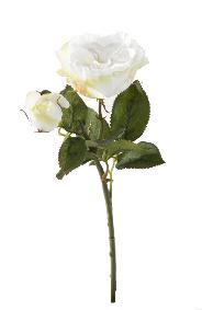 Fleur artificielle rose fresh touch - décoration intérieure - H. 43 cm blanc