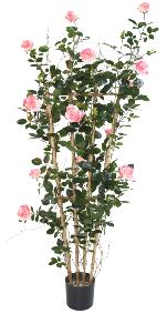 Palissade artificielle fleurie Rosier Royal - plante d'intérieur - H.160cm rose