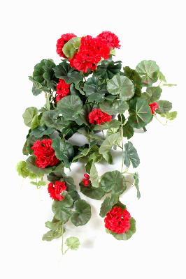 Plante fleurie artificielle Chute de Géranium - décoration d'intérieur - H.60cm rouge