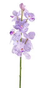 Fleur artificielle Orchidée Vanda feuillage enduit - Fresh Touch - H.60 cm violet blanc