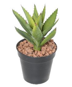 Plante artificielle Aloevera en piquet - cactus artificiel 12 feuilles - H.26cm vert