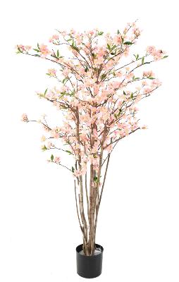 Arbre artificiel fleuri Cerisier en fleurs - plante synthétique - H.150cm rose