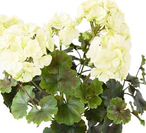 Plante artificielle fleurie Géranium UV 6 têtes - intérieur extérieur - H.35cm blanc