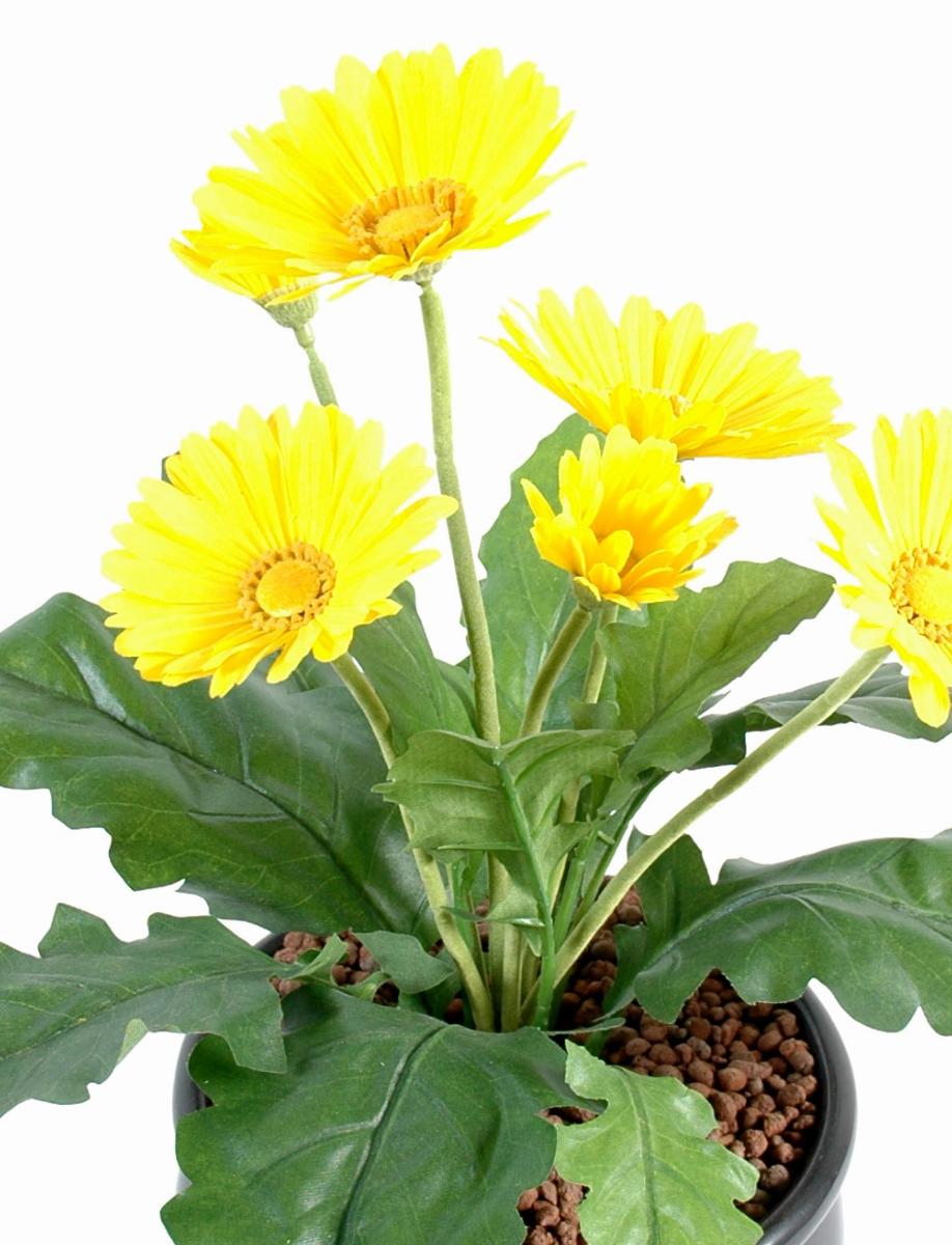 Fleur artificielle Gerbera - plante fleurie en piquet - H.25 cm jaune