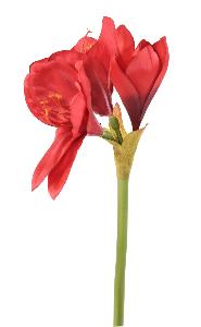 Amaryllis artificielle 2 fleurs 1 bouton - création florale - H.60cm rouge