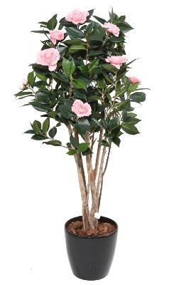 Arbre artificiel Camélia du japon 8 fleurs - intérieur - H.130cm rose