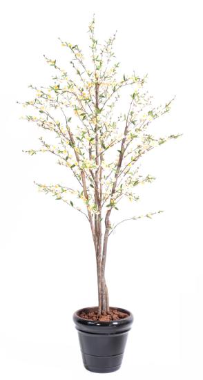 Arbre artificiel fleuri Cerisier en fleurs - plante synthétique - H.210cm blanc