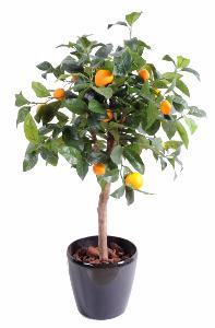 Arbre artificiel fruitier Oranger tête en pot - intérieur - H.85cm vert orange