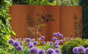 Panneau Acier Corten décors Naturel Bambou - jardin terrasse - H.180x110cm rouille