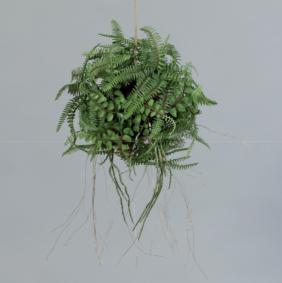 Composition artificielle boule de fougère à suspendre - Feuillage intérieur - H.38cm vert