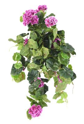 Plante fleurie artificielle Chute de Géranium - décoration d'intérieur - H.60cm fuchsia