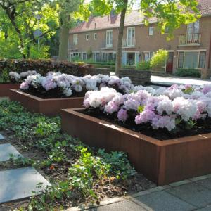 Pot pour fleur bac carré sans fond aspect rouillé - jardin terrasse - L.120xH.40cm Acier Corten