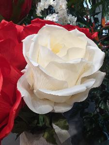 Rose artificielle géante Aliénor - décoration d'intérieur - H.125cm Ø.40cm blanche