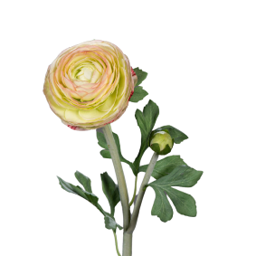 Fleur artificielle tige de Renoncule - création de bouquet - H.57cm vert jaune