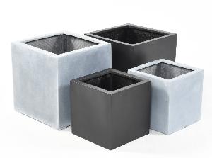 Pot pour fleur bac cube intérieur/extérieur H.76cm gris Fiberstone