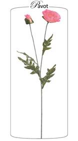 Fleur artificielle Coquelicot - composition florale - H.74 cm rose