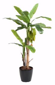 Arbre artificiel fruitier Bananier régime de banane - intérieur - H.180cm vert jaune