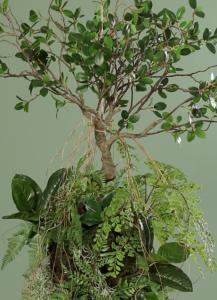 Bonsaï artificiel boule végétalisée à suspendre - décoration d'intérieur - H.70cm