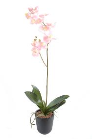 Fleur artificielle Orchidée Phalaenopsis 12 fleurs - plante en piquet - H.90cm rose clair