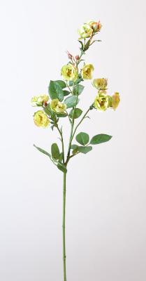 Fleur artificielle coupée rose sauvage - composition florale - H.75cm jaune vert