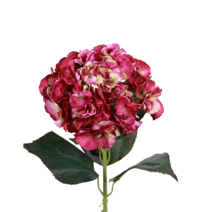 Fleur artificielle tige d'Hortensia - création bouquet - H.68cm pourpre vert
