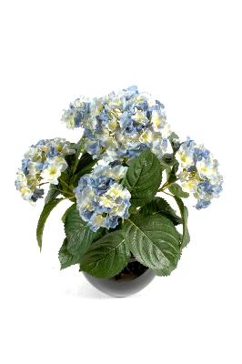 Plante artificielle Hortensia 5 têtes - plante fleurie en piquet - H.50cm bleu