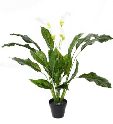 Plante artificielle fleurie Spathiphyllum 4 fleurs - intérieur extérieur - H.90cm