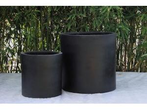 Bac pour fleur pot cylindre - intérieur extérieur - H.50xØ.50cm noir Fiberstone