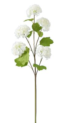 Fleur artificielle Viburnum 5 boules de fleurs - composition bouquet - H.75cm blanc
