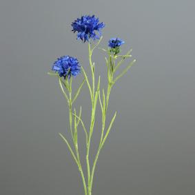 Fleur artificielle bleuet 3 fleurs - composition bouquet - H.64cm bleu
