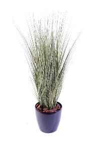 Plante artificielle Herbe luxe Onion Grass en pot - intérieur - H. 105 cm vert gris