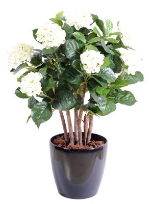 Plante artificielle Hortensia buisson - fleurs pour intérieur - H.80cm blanc