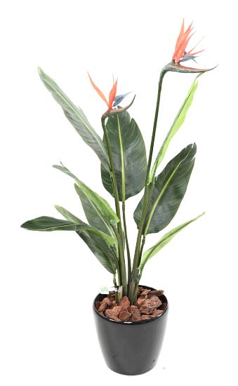 Plante artificielle tropicale Strelitzia 2 fleurs - décoration intérieure - H.95cm