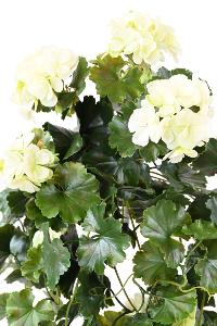 Chute artificielle fleurie Géranium UV 10 têtes - plante d'extérieur - H.65cm blanc
