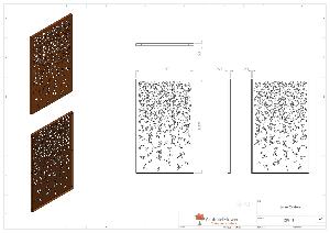 Panneau Acier Corten décors naturel feuillage - jardin terrasse - H.180x110cm rouille