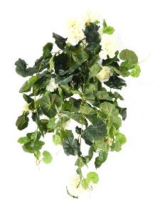 Plante fleurie artificielle Chute de Géranium - décoration d'intérieur - H.60cm blanc