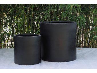 Bac pour fleur pot cylindre - intérieur extérieur - H.20xØ.20cm noir Fiberstone