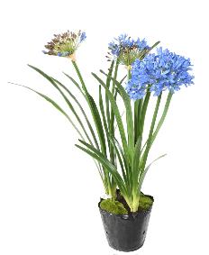 Fleur artificielle Agapanthe en motte - plante d'intérieur - H.90cm bleu
