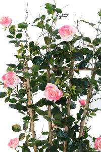 Palissade artificielle fleurie Rosier Royal - plante d'intérieur - H.160cm rose