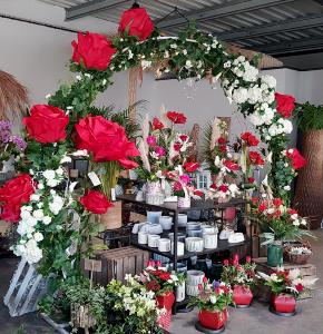 Rose artificielle géante Henriette - décoration d'intérieur - H.108cm Ø.28cm rouge
