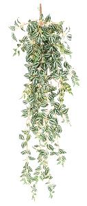 Feuillage artificiel chute de Tradescantia - plante d'intérieur - H.110cm vert blanc