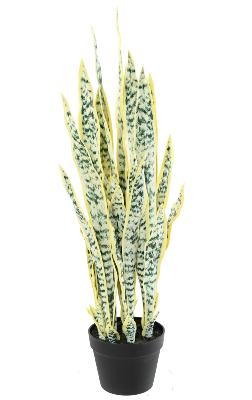 Plante artificielle Sansevieria 32 Feuilles - succulente pour intérieur - H.85cm vert jaune