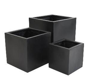 Pot pour fleur bac cube intérieur/extérieur H.40cm noir Fiberstone
