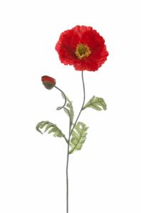 Fleur artificielle et bouton de Pavot - intérieur - H.70cm rouge