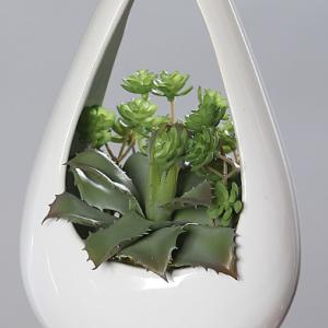 Composition artificielle Succulente à suspendre - plante d'intérieur - H.22cm vert