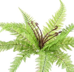 Plante artificielle Fougère Boston en piquet 12 feuilles - plante d'intérieur - H.59cm vert
