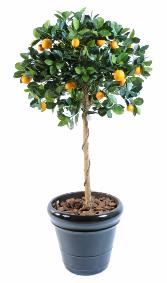 Arbre artificiel fruitier Oranger tête en pot - intérieur - H.125cm vert orange
